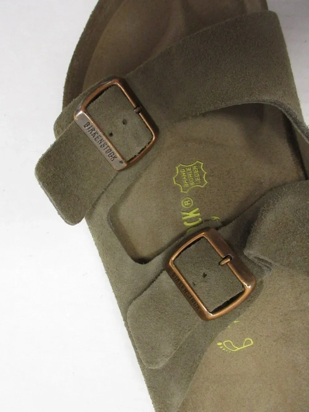Brand New! Birkenstock Men's Two-Buckle Suede Sandals in Olive Brown Size 11